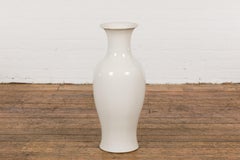White Vintage Vase Curved Body & Flared Neck