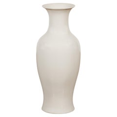 White Vintage Vase Curved Body & Flared Neck