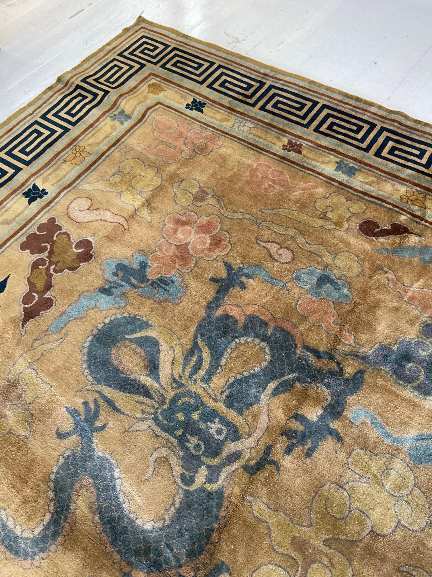 Vintage Chinese Animal Design Handwoven Wool Rug For Sale 13