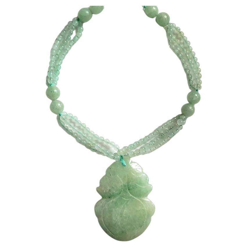 Vintage Chinese Apple Green Jade Necklace