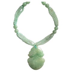 Vintage Chinese Apple Green Jade Necklace