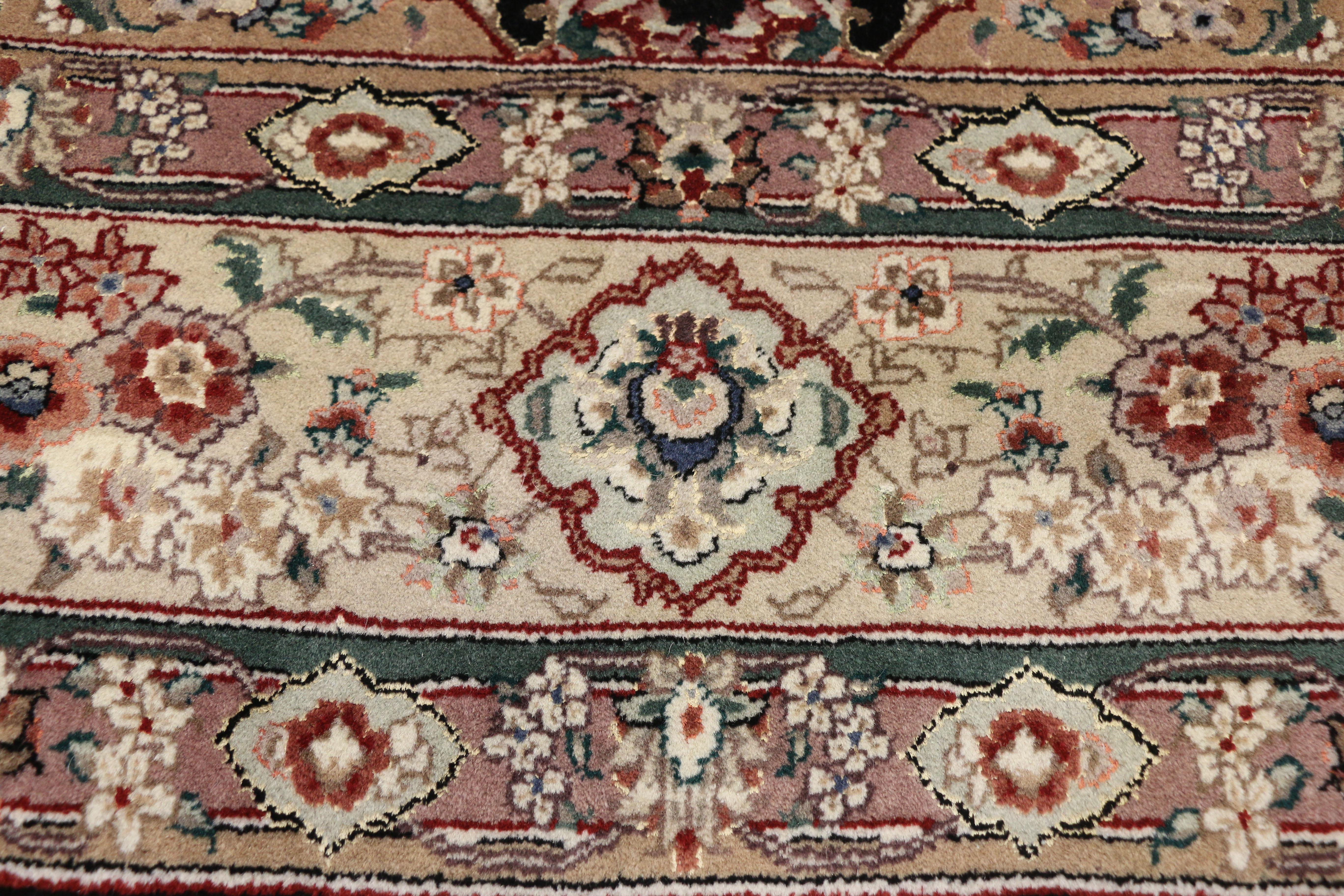 Hand-Knotted Vintage Chinese Area Rug with Persian Tabriz Design and Regency Style For Sale