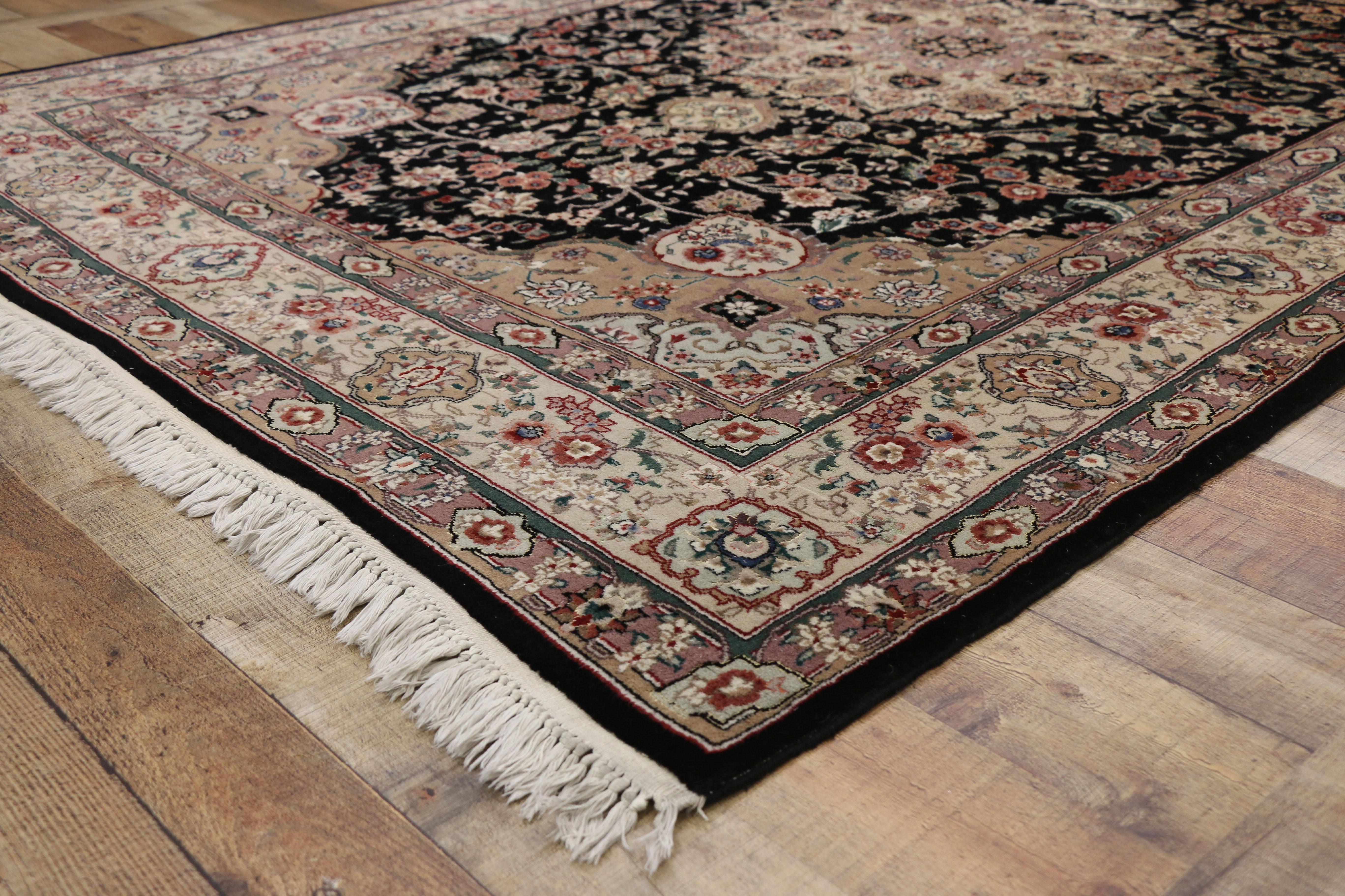 20th Century Vintage Chinese Area Rug with Persian Tabriz Design and Regency Style For Sale