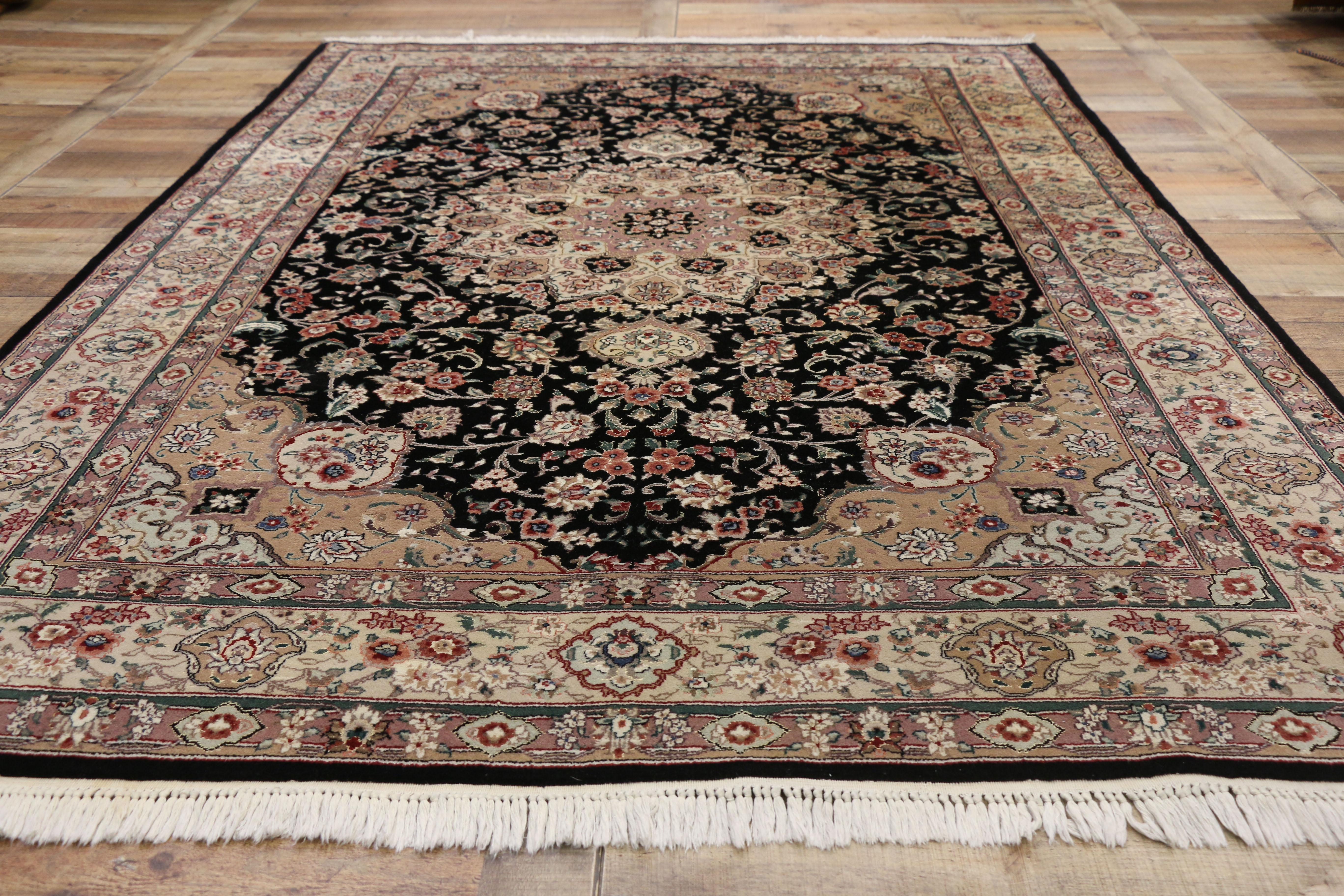 Wool Vintage Chinese Area Rug with Persian Tabriz Design and Regency Style For Sale