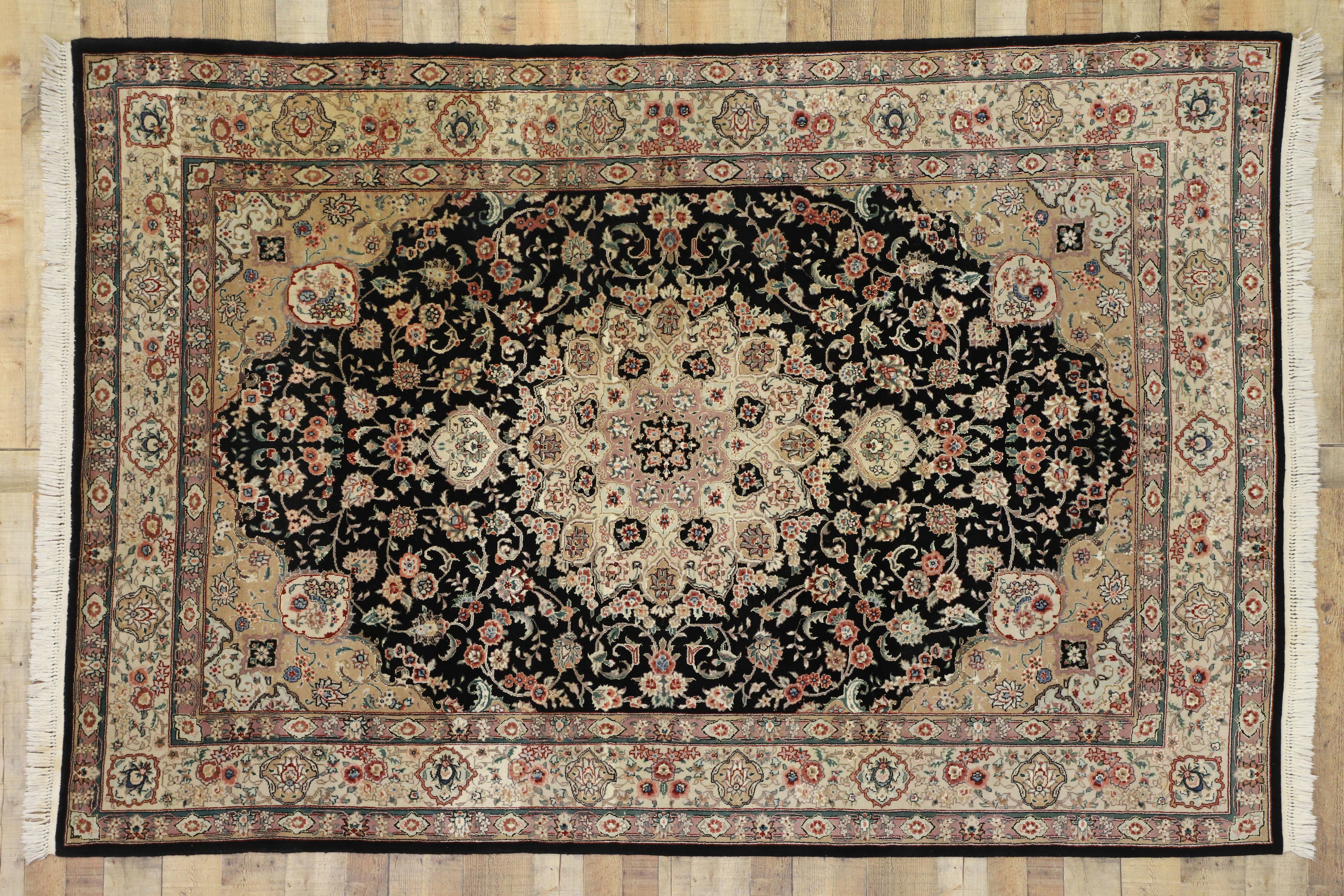 Vintage Chinese Area Rug with Persian Tabriz Design and Regency Style For Sale 1