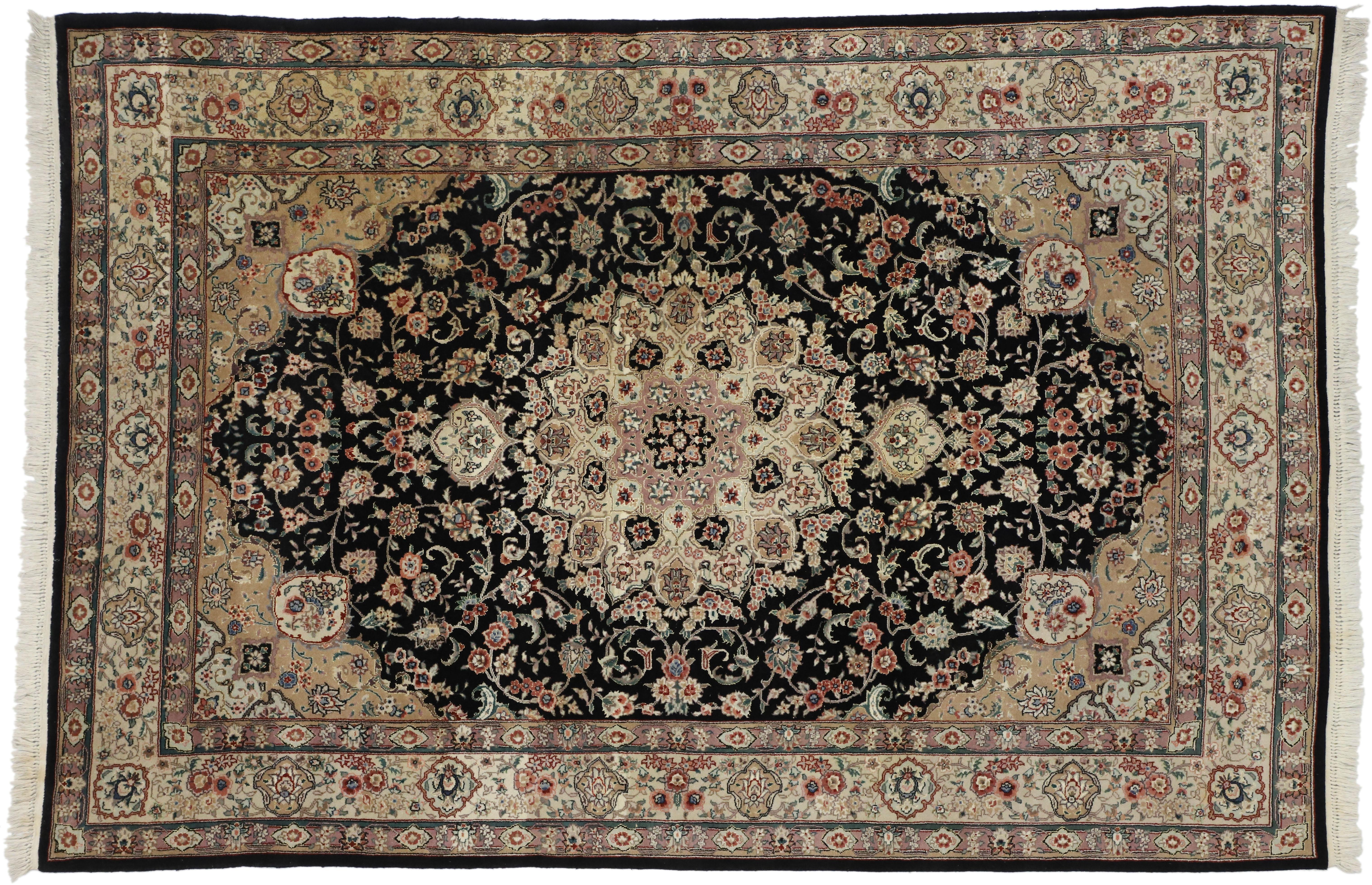 Vintage Chinese Area Rug with Persian Tabriz Design and Regency Style For Sale 2