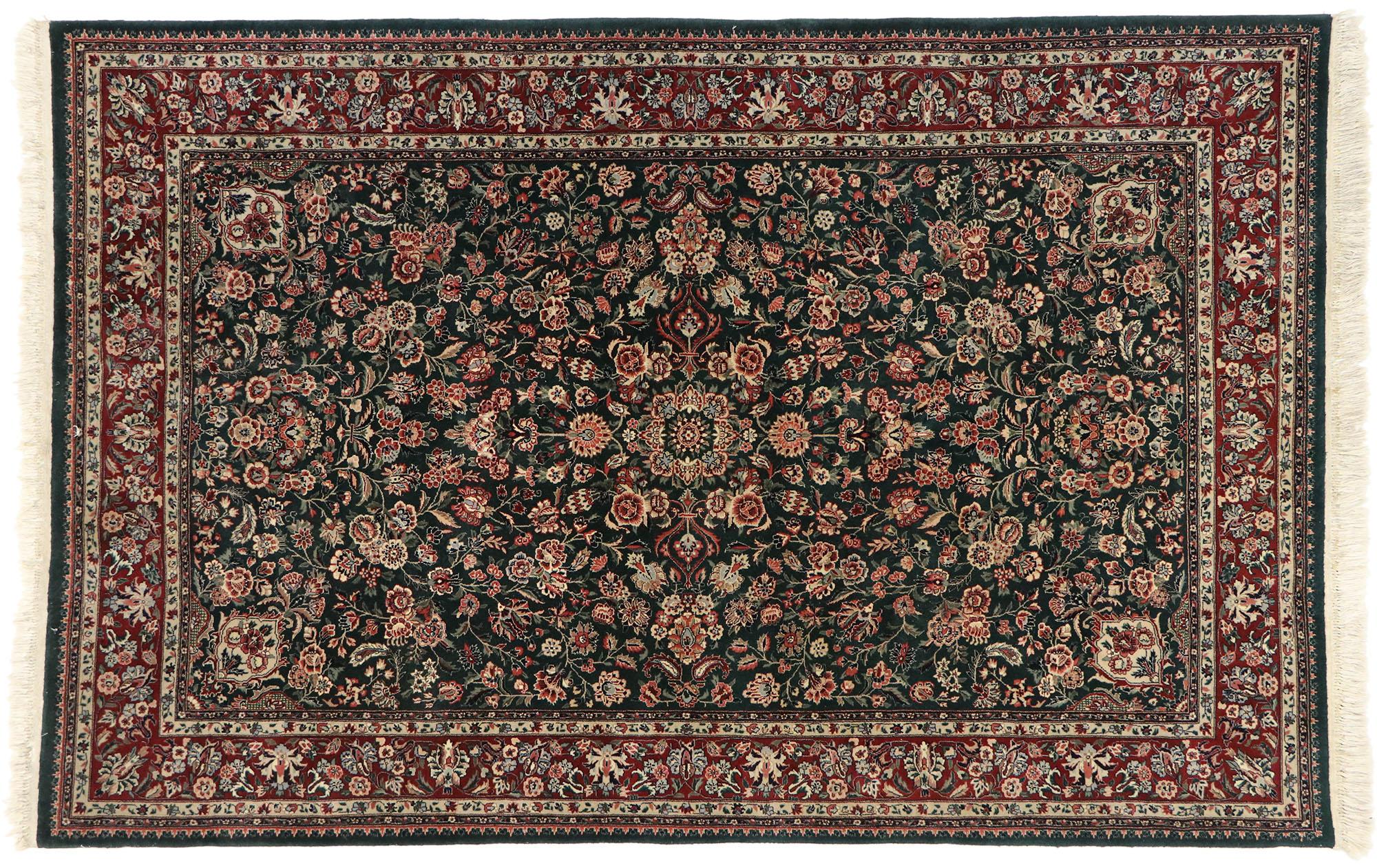 Vintage Chinese Tabriz Rug, Traditional Style Collides Old World Charm For Sale 1