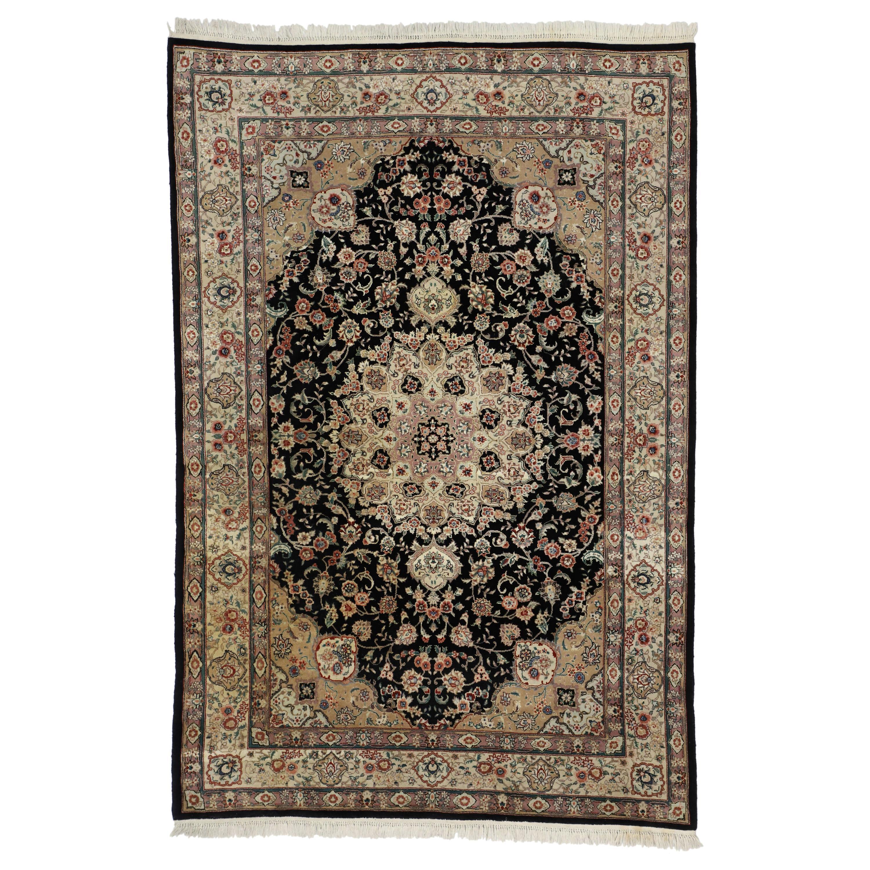 Vintage Chinese Area Rug with Persian Tabriz Design and Regency Style For Sale