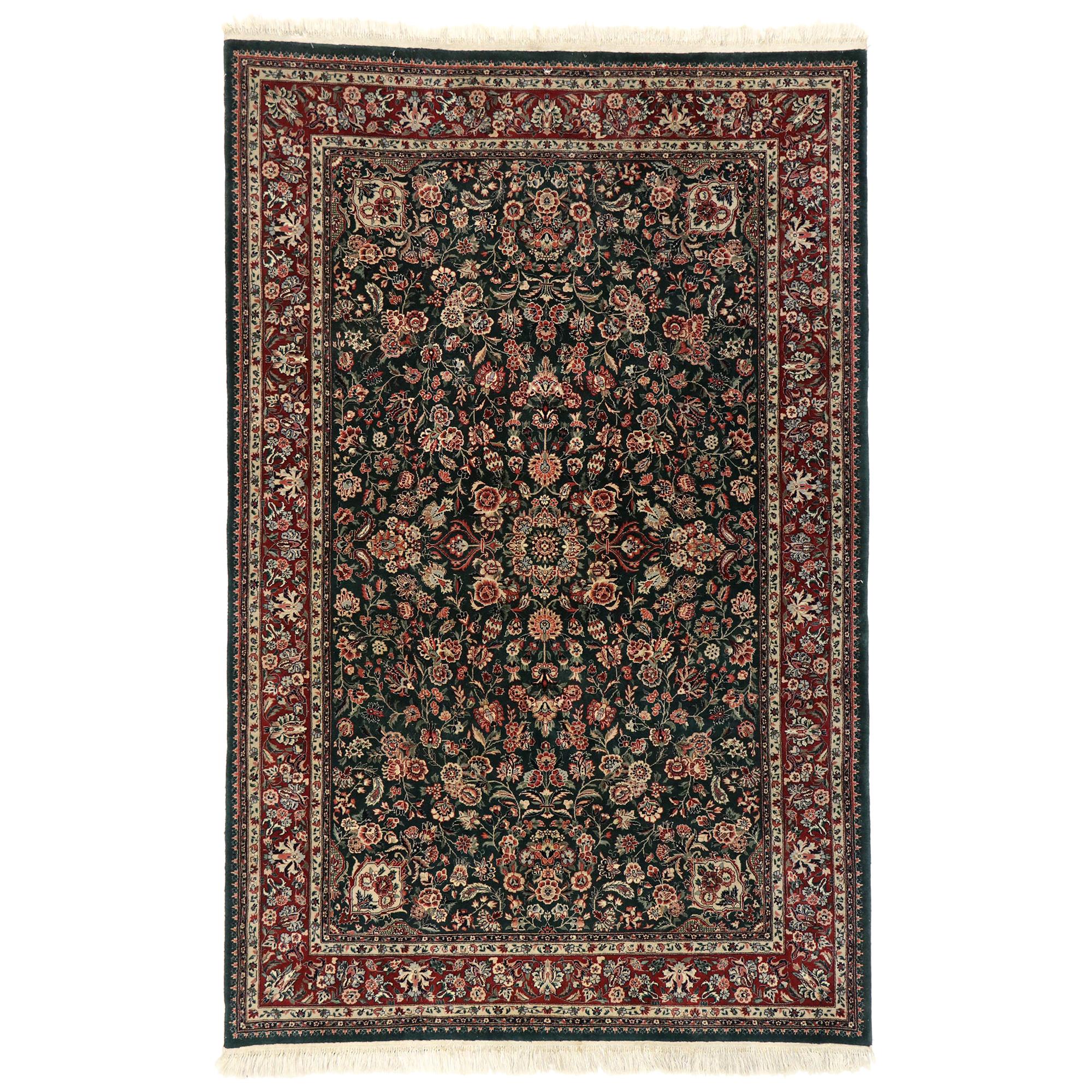 Vintage Chinese Tabriz Rug, Traditional Style Collides Old World Charm For Sale