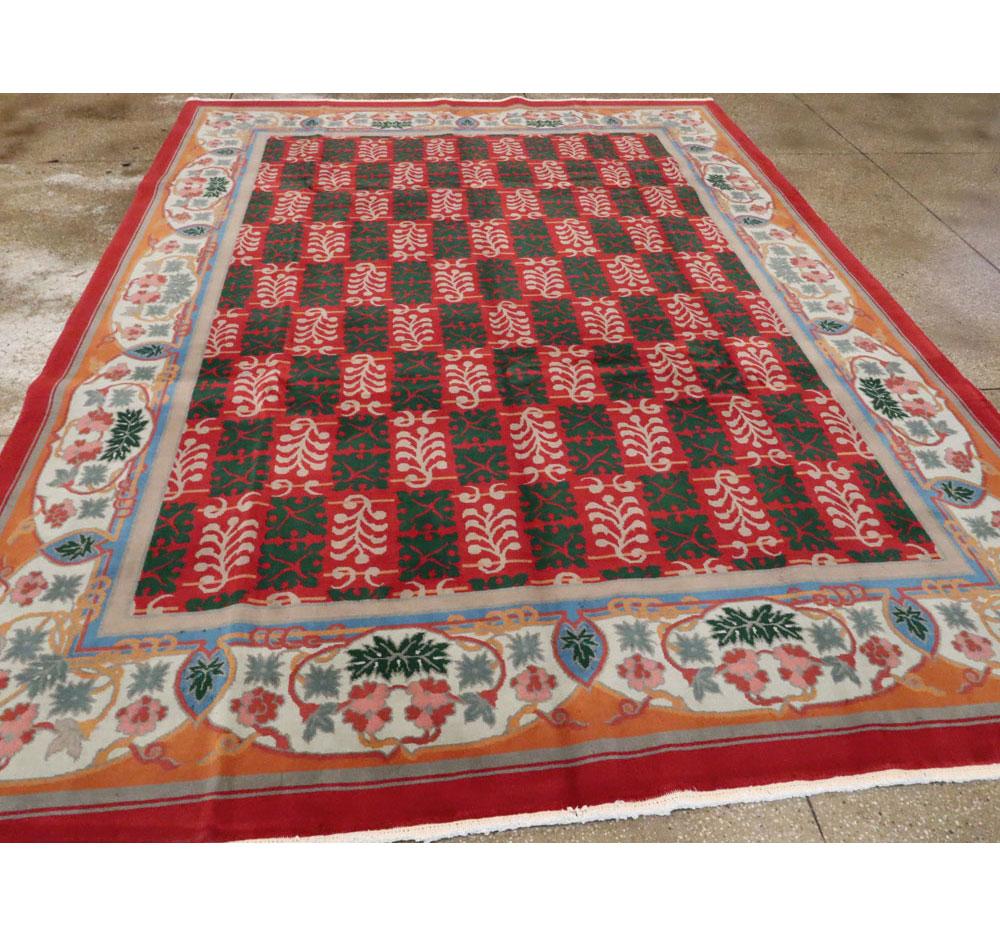20th Century Vintage Chinese Art Deco 9' x 12' Room Size Rug For Sale