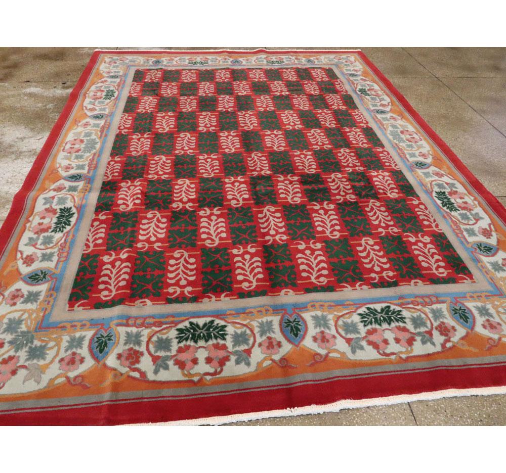 Noué à la main Tapis Art Déco chinois vintage de 2,75 m x 3,75 m de taille en vente