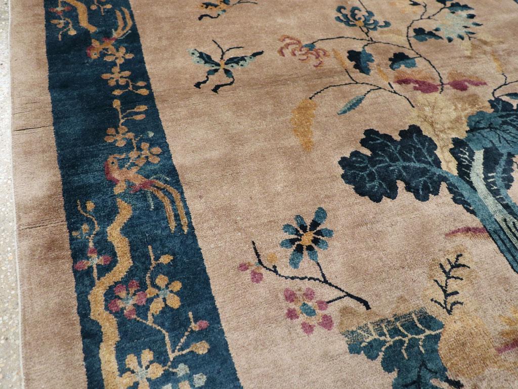 Hand-Knotted Vintage Chinese Art Deco Accent Rug