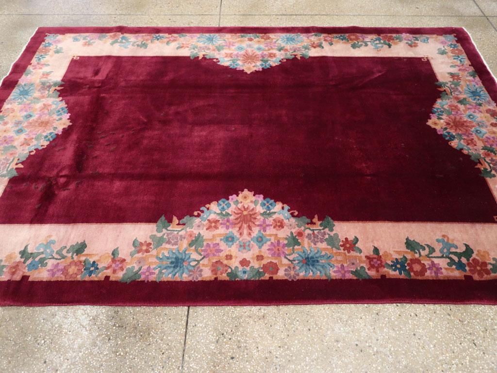 Mid-20th Century Chinese Art Deco Accent Rug In Excellent Condition For Sale In New York, NY