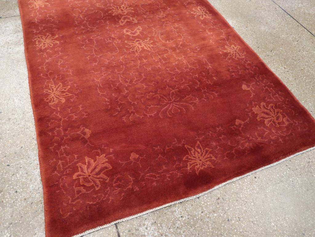 Wool Vintage Chinese Art Deco Accent Rug For Sale