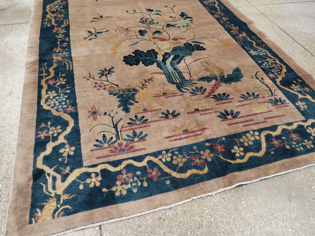 Wool Vintage Chinese Art Deco Accent Rug