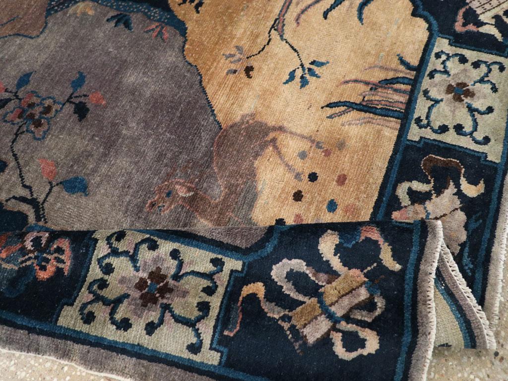 Alfombra Acentuada Art Decó China Vintage Lana en venta