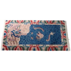 Vintage Chinese Art Deco Area Scatter Rug with Imperial  Dragon Motif