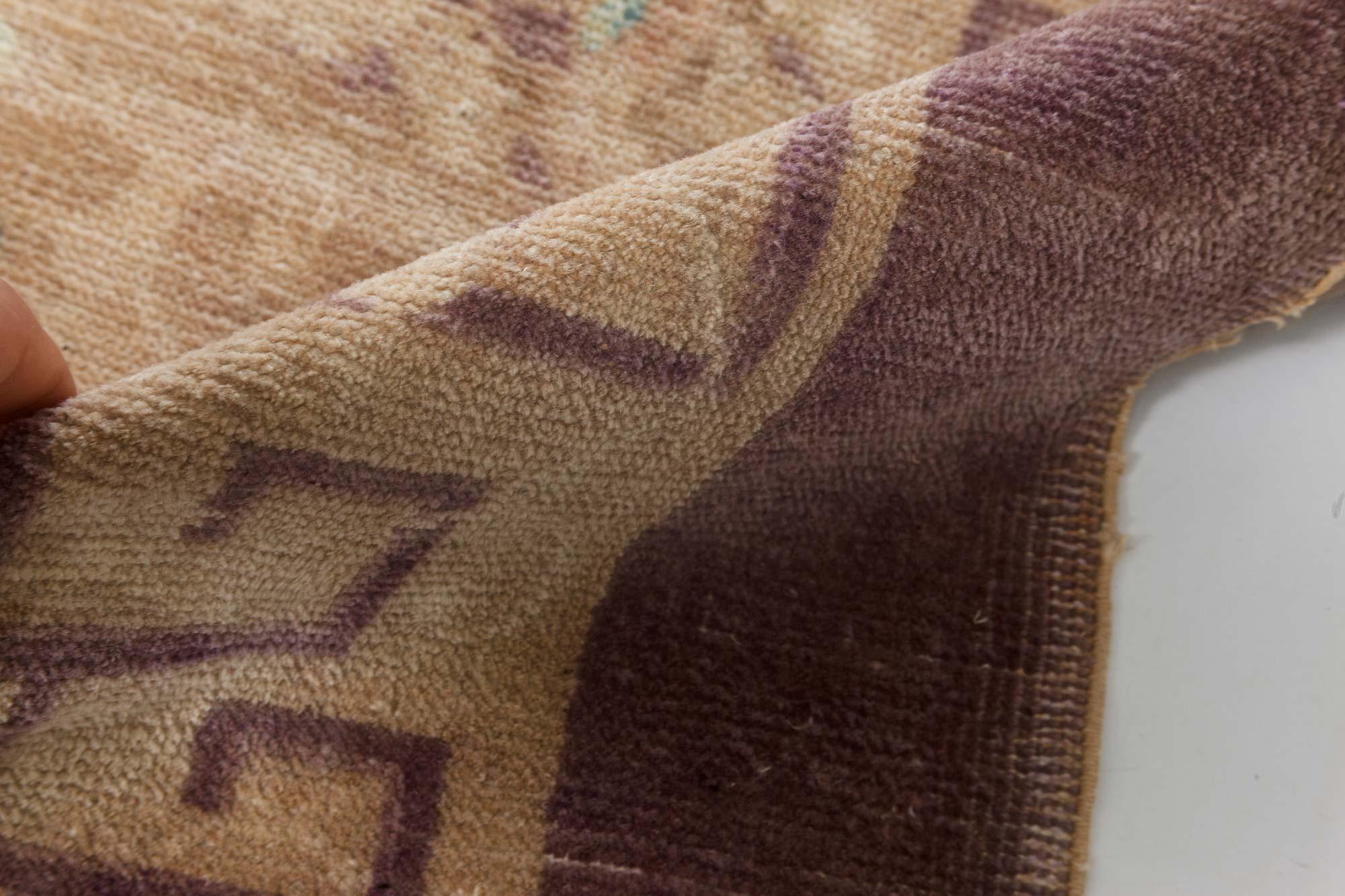 Vintage Chinese Art Deco brown handmade wool rug
Size: 9'0