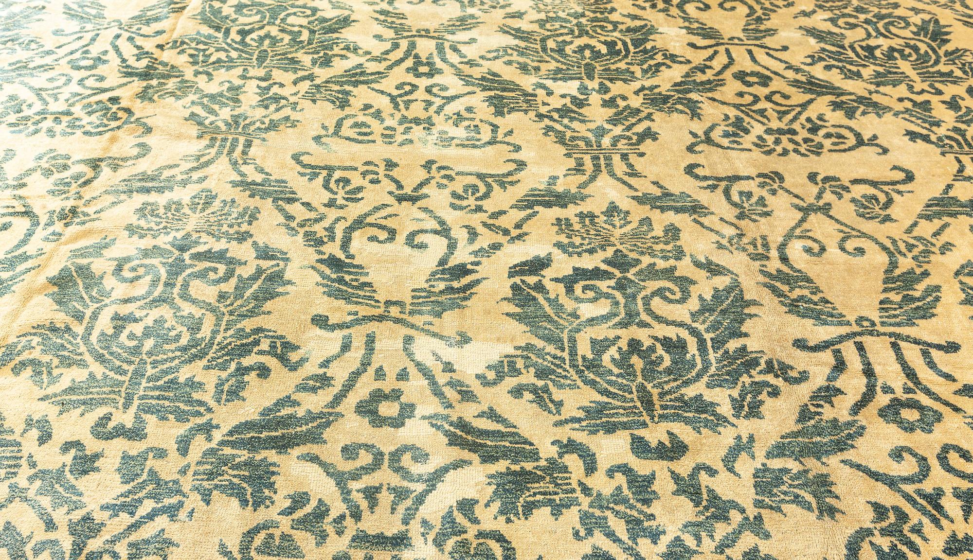 Doris Leslie Blau Alfombra china vintage Art Decó de lana hecha a mano Tejido a mano en venta