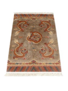 Vintage Chinese Art Deco Hand-Knotted Wool Dragon Rug