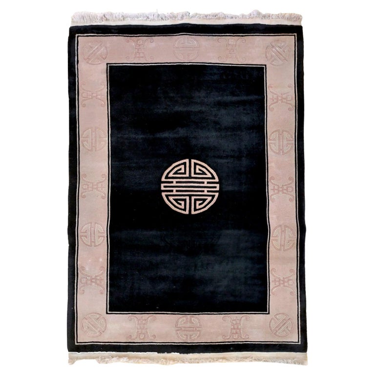 Vintage Chinese Art Deco Kangshi Rug For Sale at 1stDibs