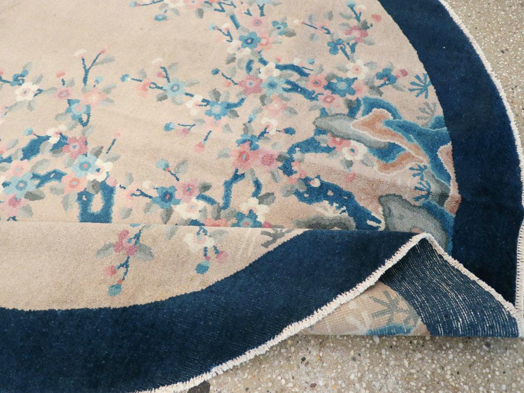 Vintage Chinese Art Deco Oval Accent Rug For Sale 1