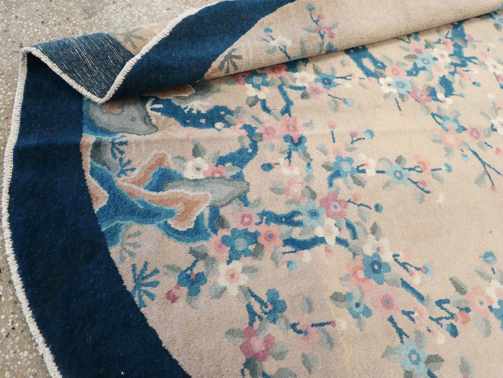 Vintage Chinese Art Deco Oval Accent Rug For Sale 2