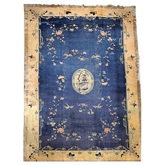 Vintage Chinese Art Deco Oversize Rug, Wool Pile, Pagoda Design, 12' x 20'