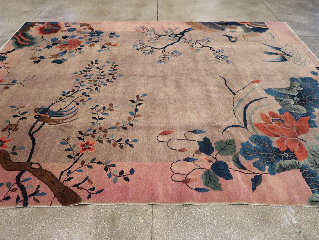 Vintage Chinese Art Deco Pictorial Room Size Carpet In Excellent Condition For Sale In New York, NY