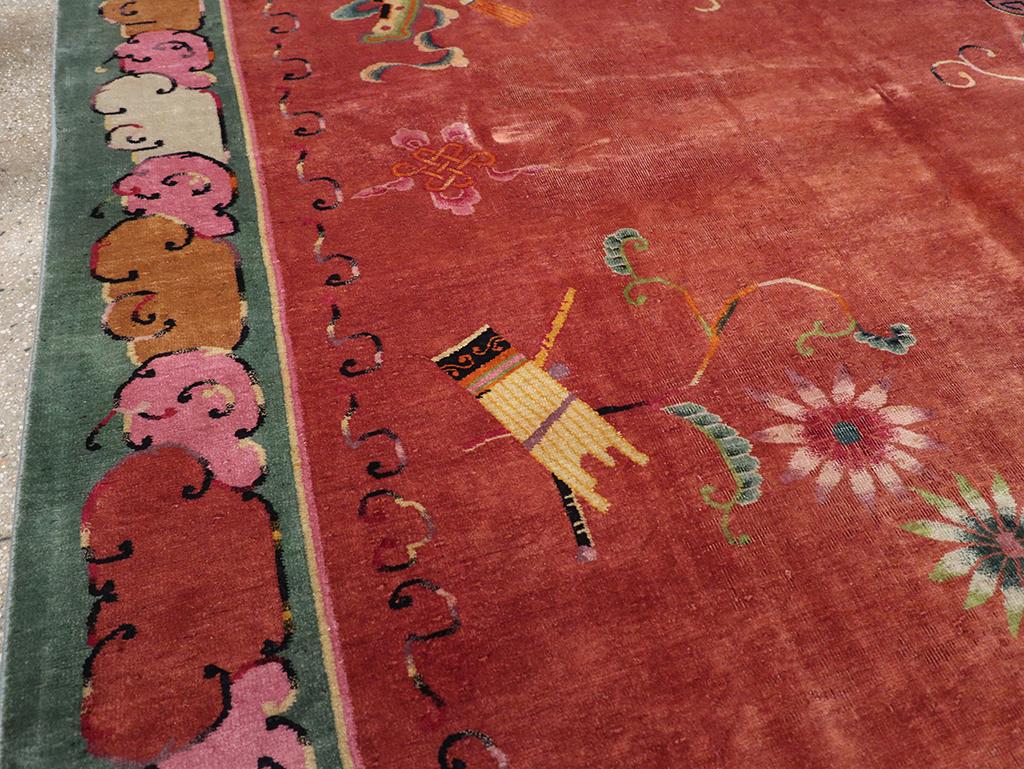 Hand-Knotted Mid-20th Century Chinese Art Deco Room Size Carpet For Sale
