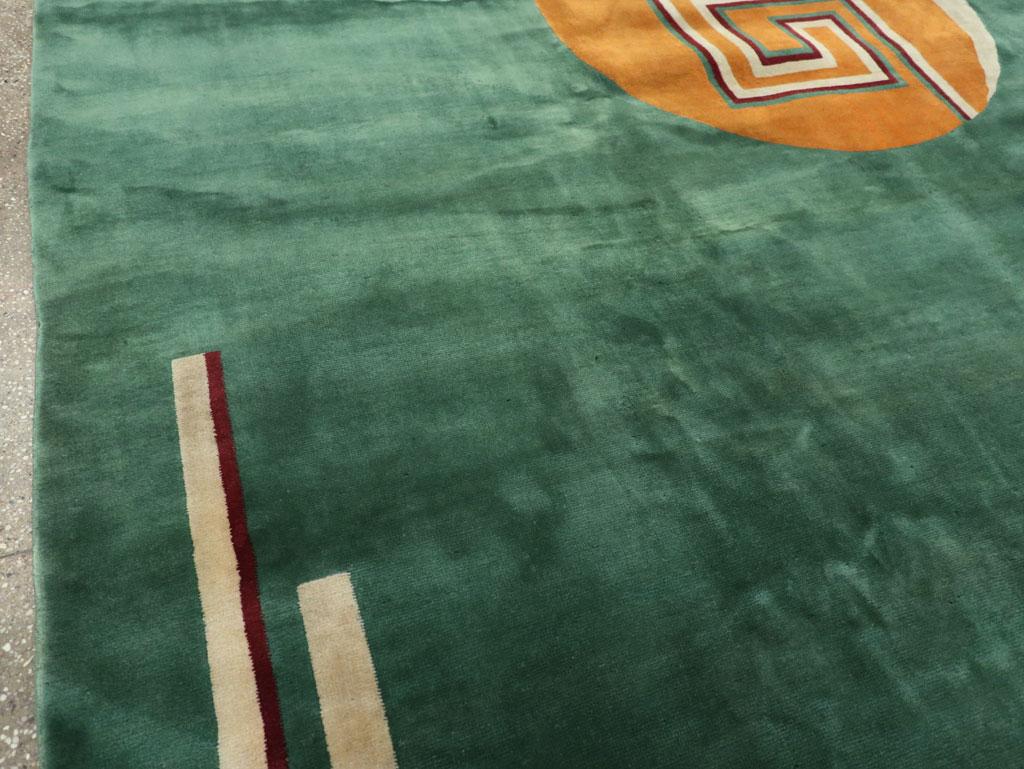 Hand-Knotted Vintage Chinese Art Deco Room Size Carpet For Sale