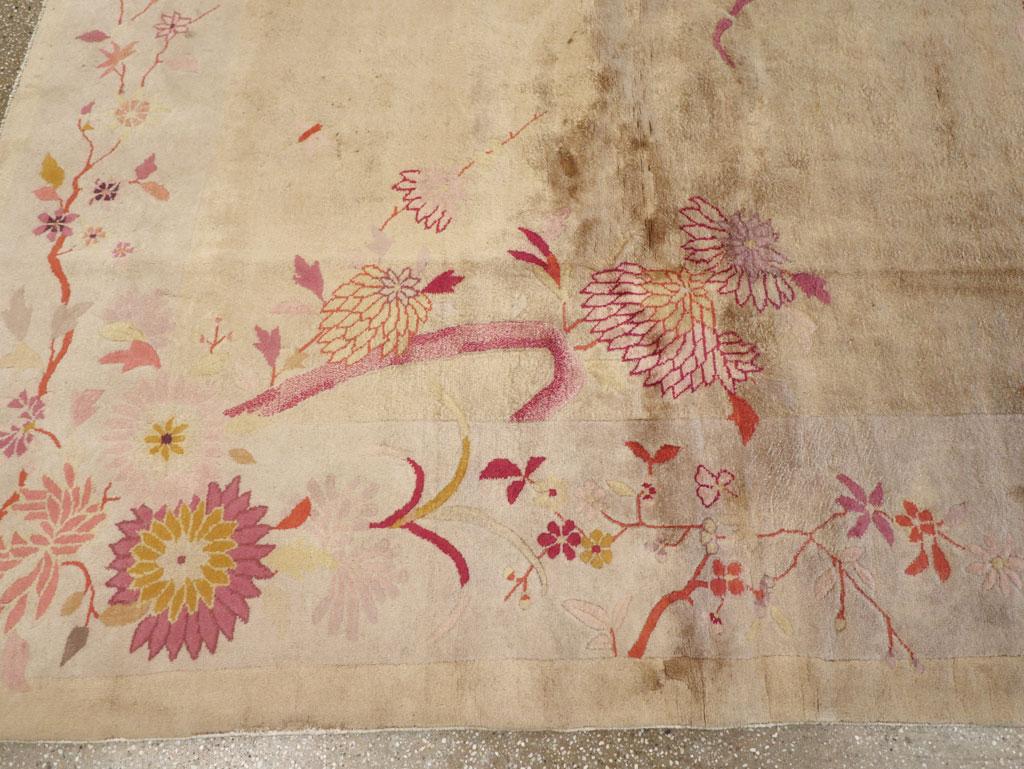 Alfombra Vintage China Art Decó Tamaño Habitación Anudado a mano en venta