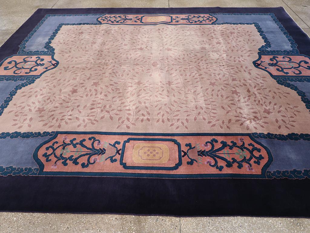 Alfombra Vintage China Art Decó Tamaño Habitación Anudado a mano en venta