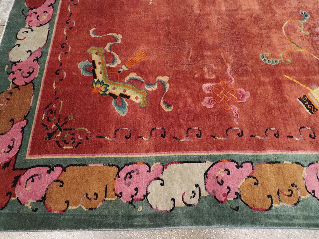 Wool Mid-20th Century Chinese Art Deco Room Size Carpet For Sale