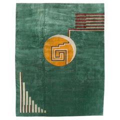 Vintage Chinese Art Deco Room Size Carpet
