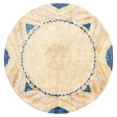 Tapis rond Art déco chinois vintage de la collection Nazmiyal. Taille : 3' 6" x 3' 6" 