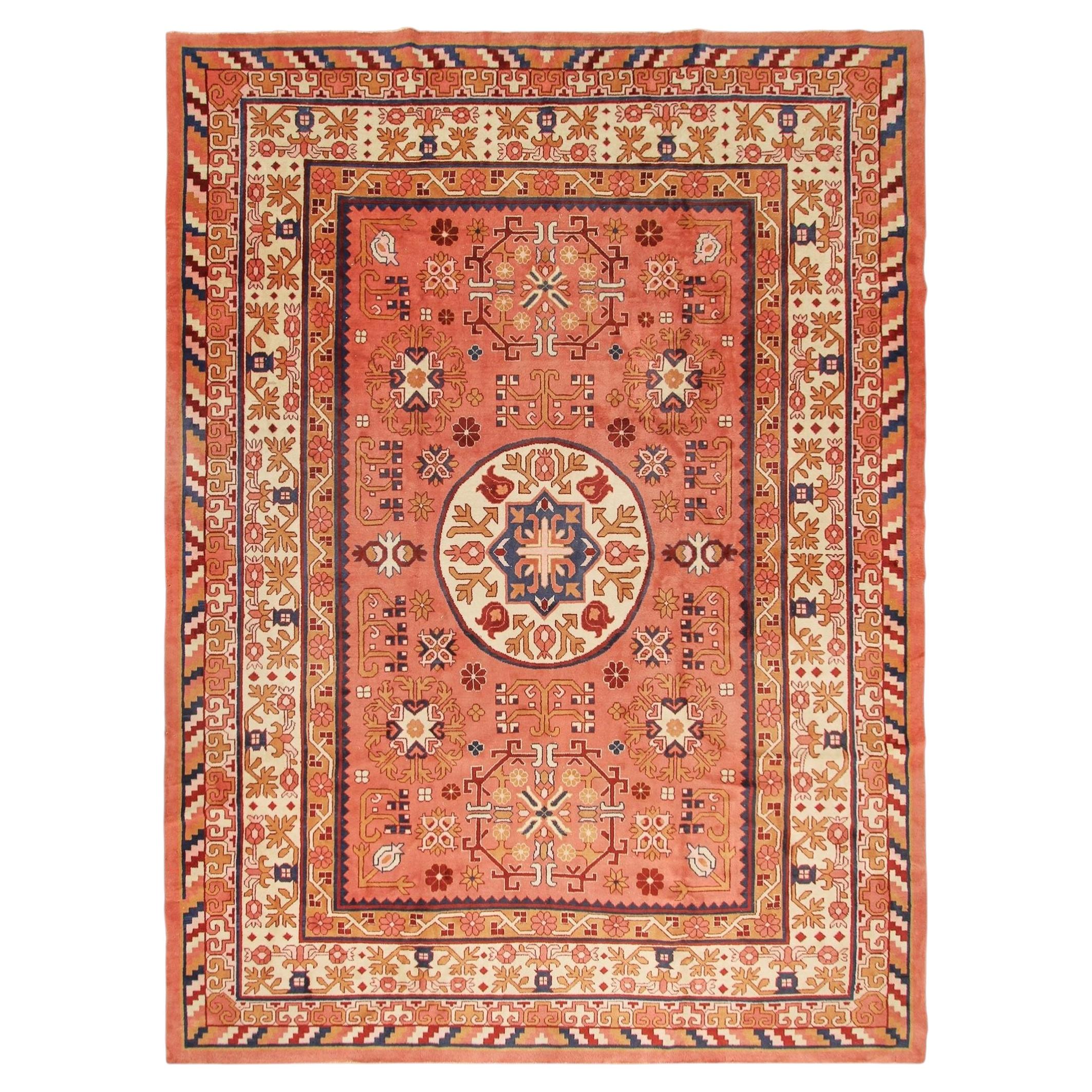 Vintage Chinese Art Deco Rug Art Nouveau Rug Khotan Rug Pink
