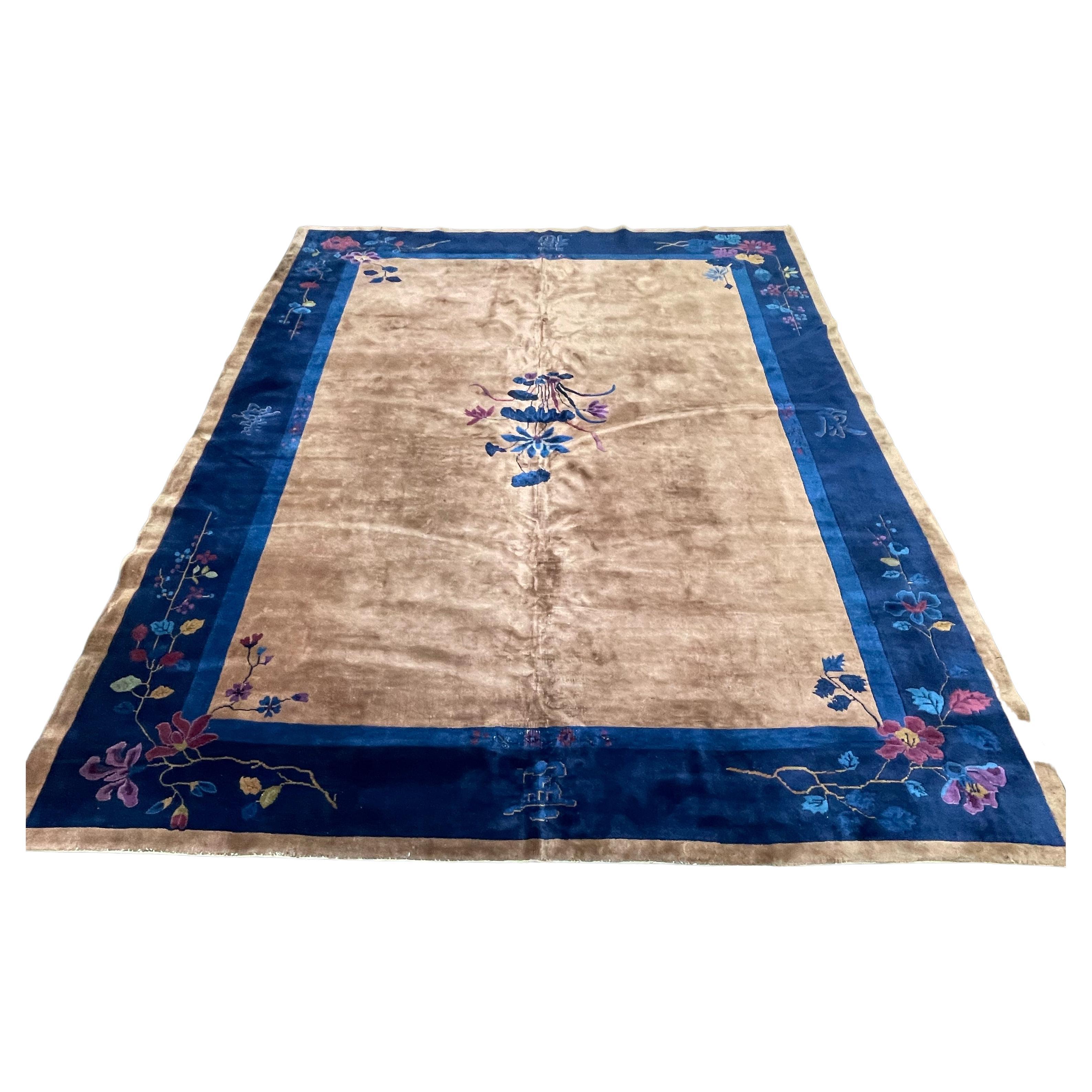 Vintage Chinese Art Deco Rug, circa 1930 For Sale
