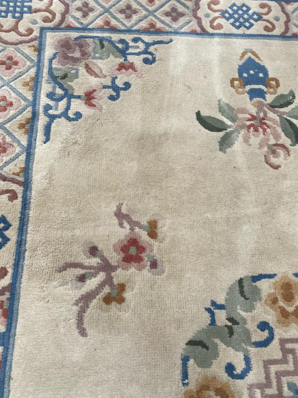 Hand-Knotted Vintage Chinese Art Deco Rug For Sale