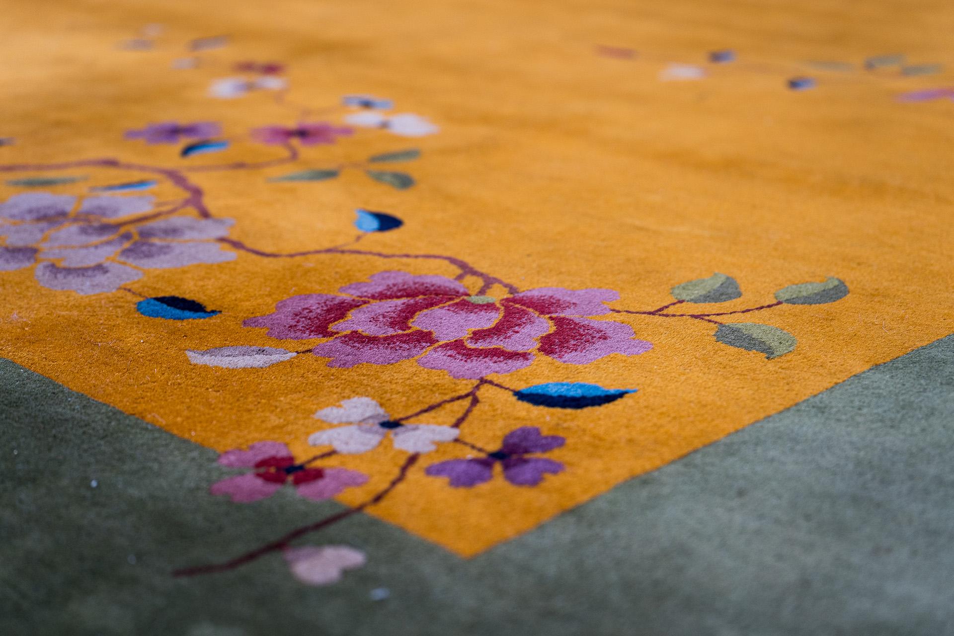 Hand-Knotted Vintage Chinese Art Deco Rug