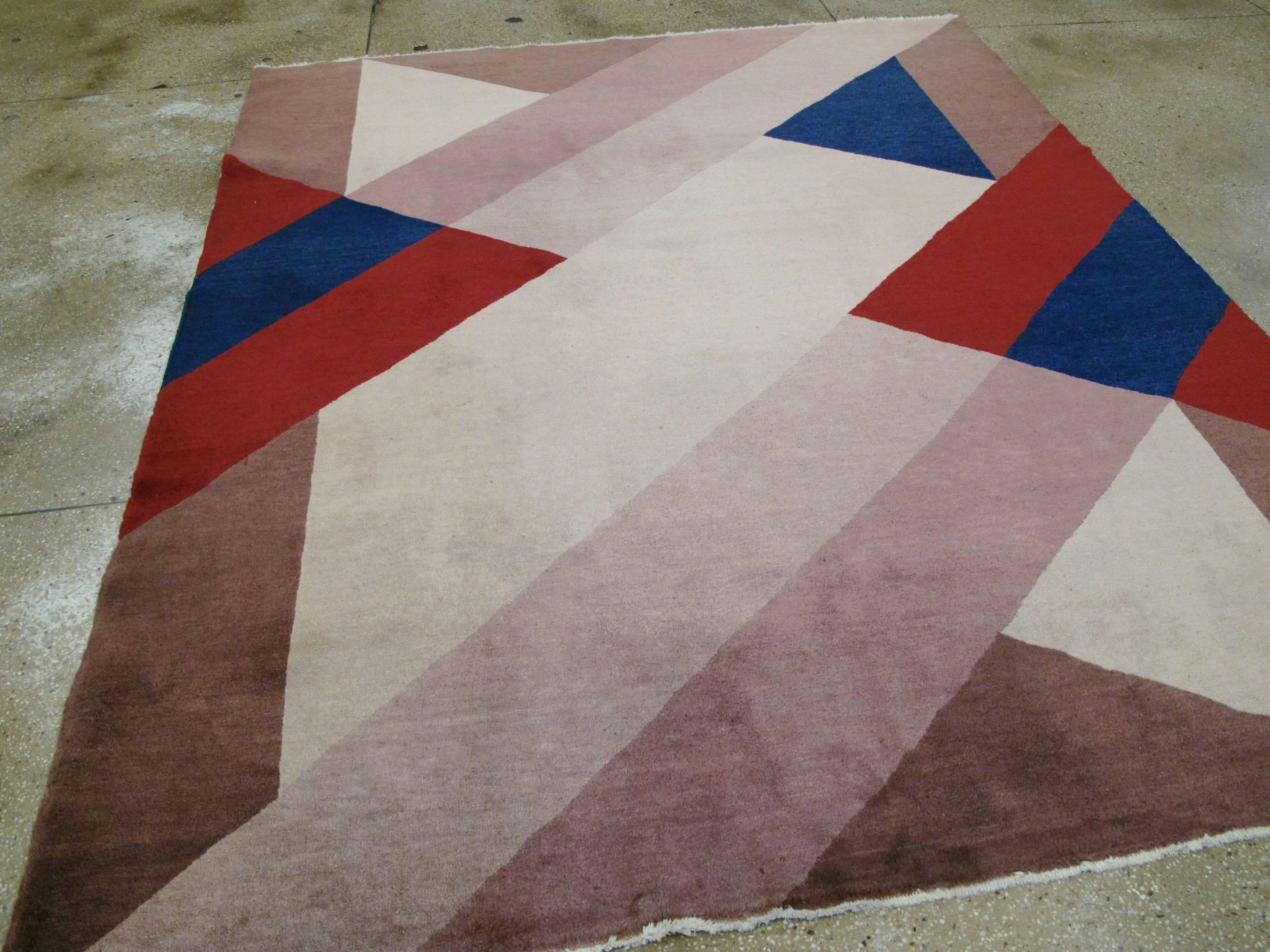 20th Century Vintage Chinese Art Deco Rug For Sale