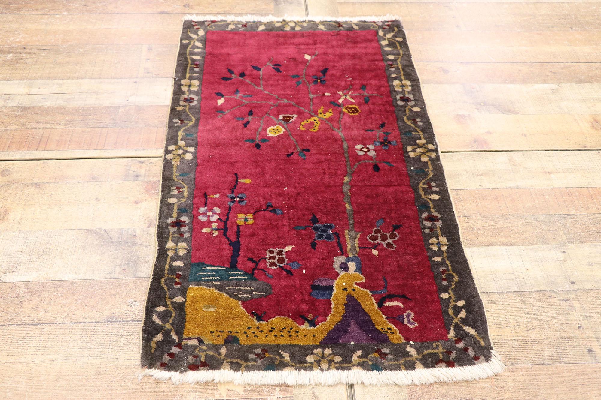 Laine Tapis Art déco chinois vintage en vente