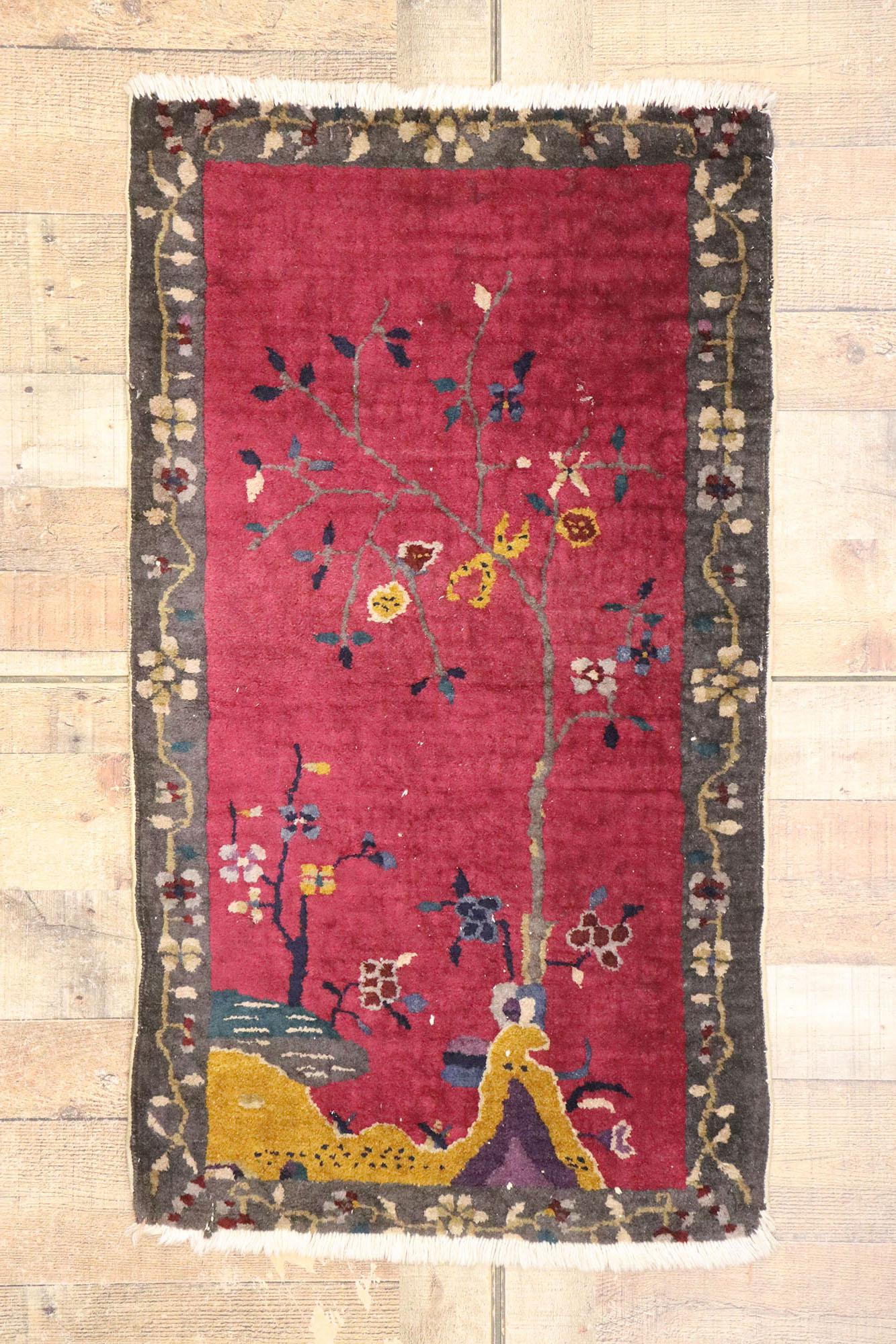Laine Tapis chinois Art Déco des années 1920, de style Modernity en vente