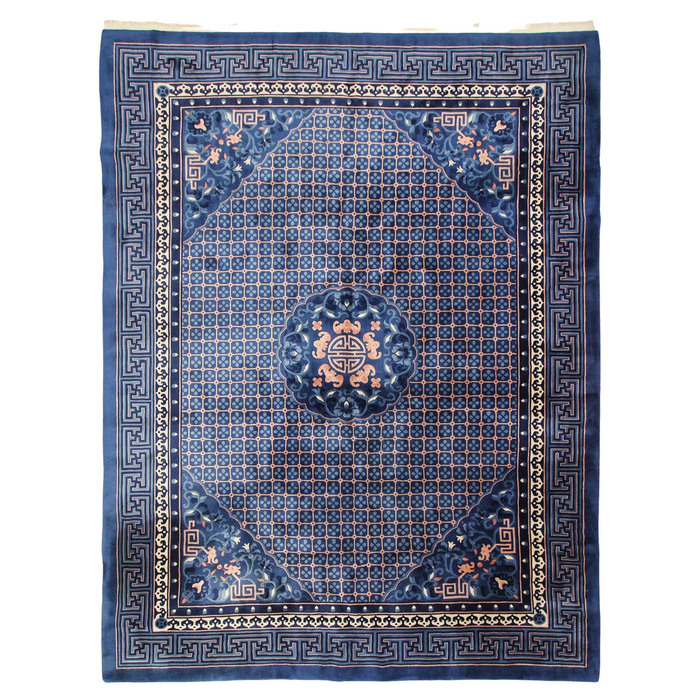 Chinesischer Vintage-Art-Déco-Teppich mit geometrischen chinesischen Teppichen, 1960 im Angebot