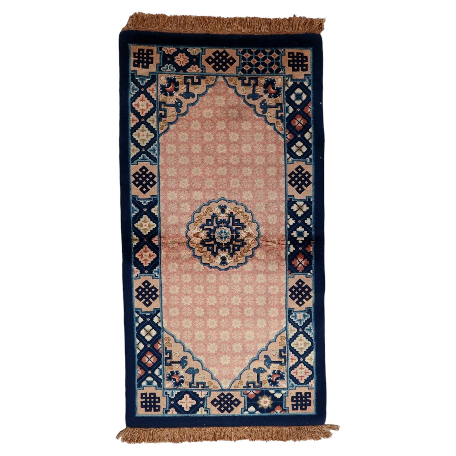 Vintage Chinese Art Deco Rug, Handmade Wool, 1930, 2.1 x 4 ft -1C1261 For Sale