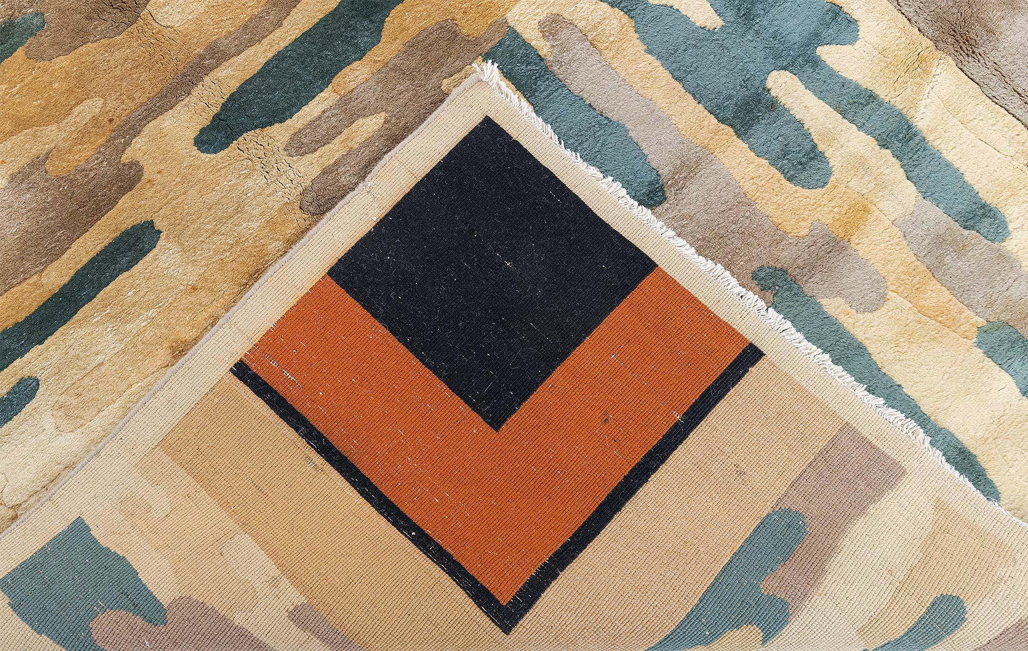 Vintage Chinese Art Deco Rug (Größe angepasst) Doris Leslie Blau (Wolle) im Angebot