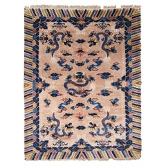 Vintage Chinese Art Deco Rug Tree of Life Antique Art Deco Rug Dragon Peking
