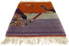 Vintage Chinese Art Deco Rug Wall Hanging, Maximalist Surrealism Tapestry