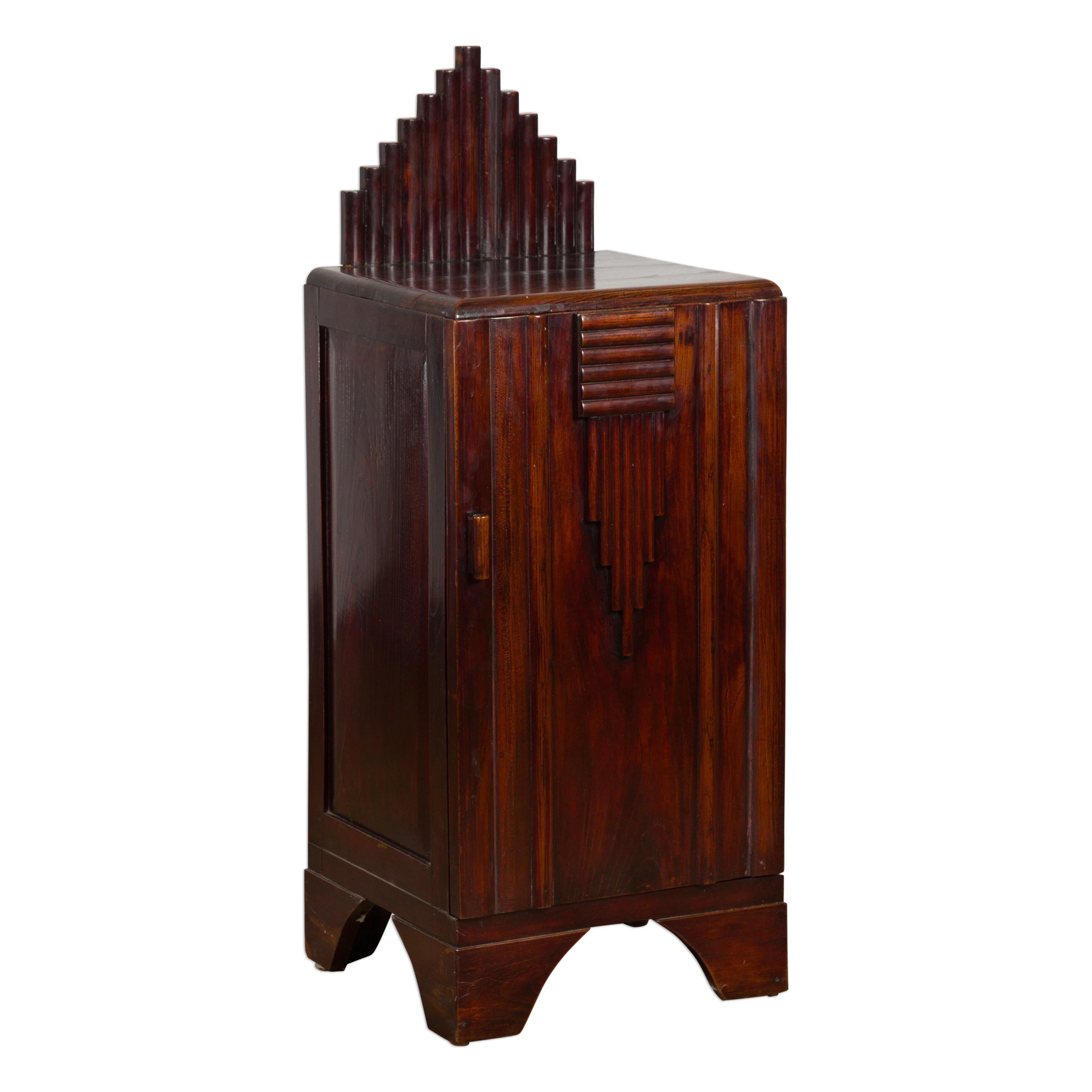 Art Deco Inspired Vintage Side Cabinet with Rising Back For Sale 11