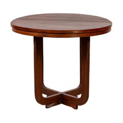 Vintage Chinese Art Deco Style Round Side Table with X-Form Stretcher